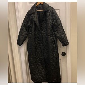 Quilted Black Long Coat NWOT women’s size 2XL